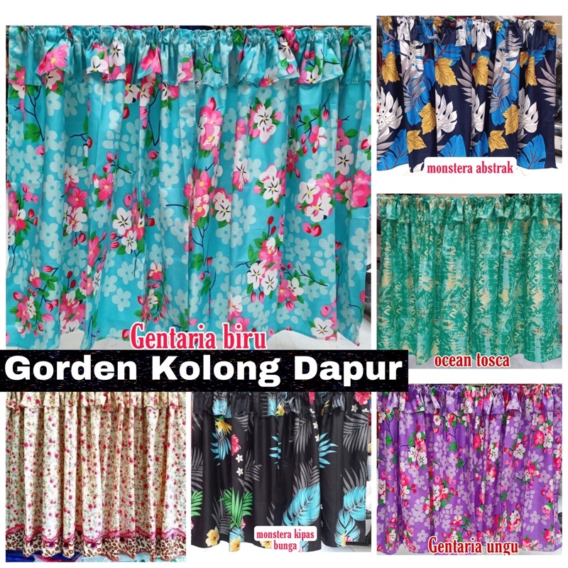 Gorden Kolong Dapur  Motif Bunga Cantik Uk 75 x 100 cm