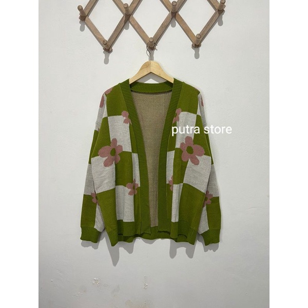 KEISYA OUTHER CARDI FLOWER ATASAN RAJUT WANITA