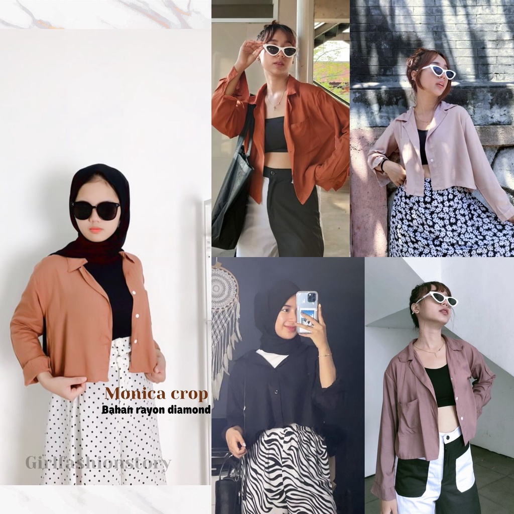 GFS RESTOCK BEST SELLER  MONICA RAYON DIAMOND CROP OUTER SHIRT