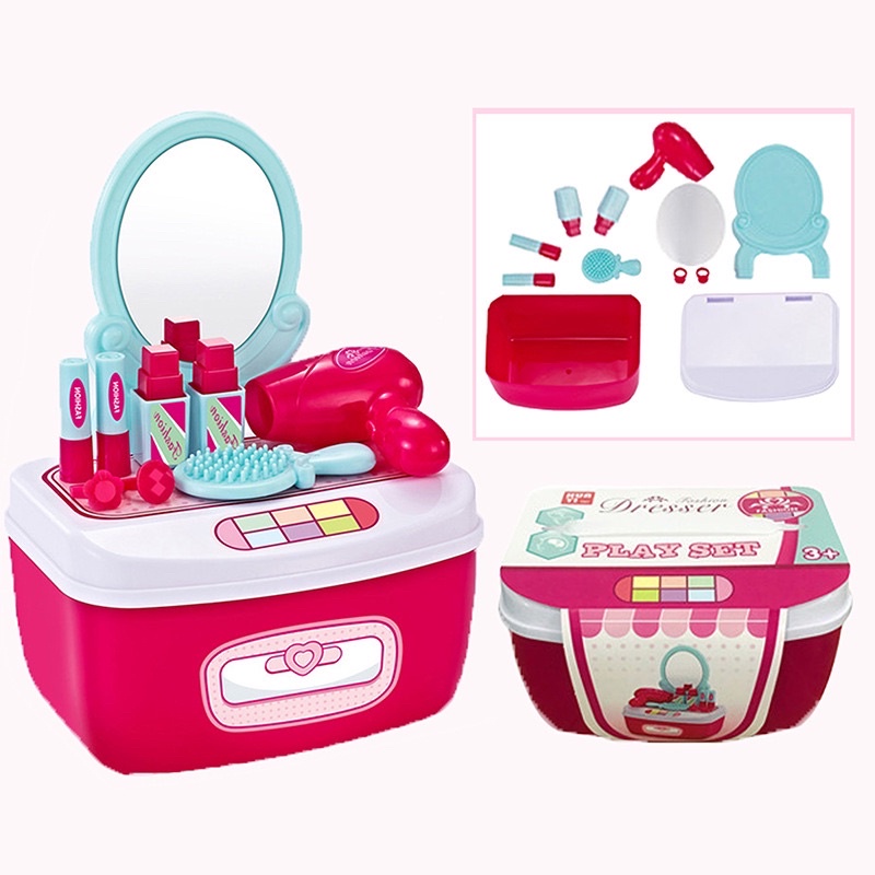 Mainan Anak Perempuan - Fashion Dresser Box Play Set Alat Make Up Pink