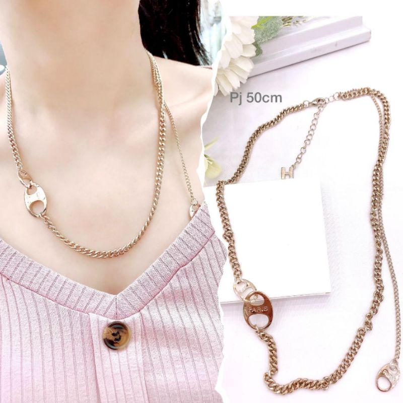 Kalung Premium Kulit Mix Lapis Silver925 Perak Platgold anti alergi tidak karatan Necklace premium 011