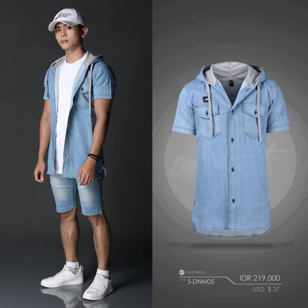 KEMEJA SHORT-DNM HOODIE | SHORT-SLEEVE DENIM HOODIE 05