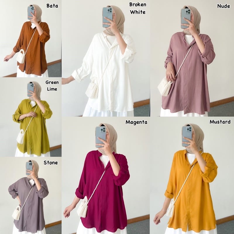 BEFAST - ZEC OOTD Blouse CASPER / Moldy Rayon Diamond Blouse / Kemeja Wanita Terbaru / Atasan Lengan Panjang / Hem Polos / Pakaian Casual Wanita / Kemeja Kerja Formal / Fashion Kekinian Wanita ABG / Terlaris