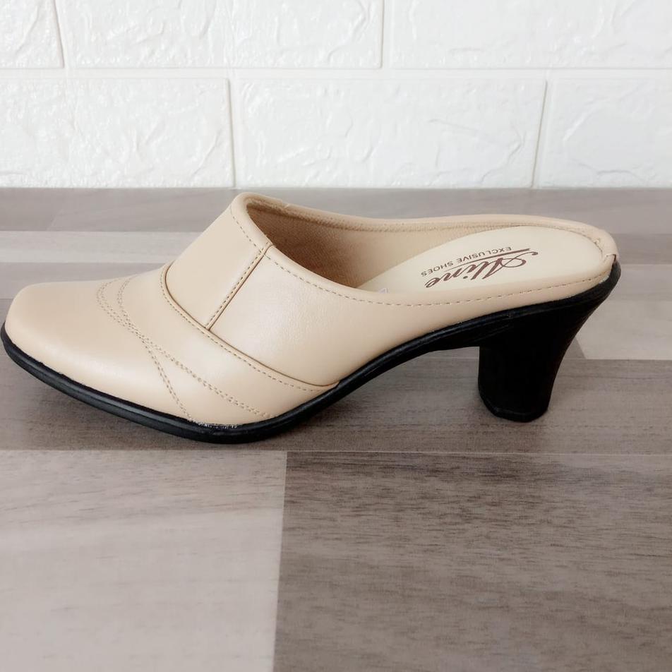 [PRODUK Z9978] Aline Bustong Wanita 37-41 Hak 7 Cm Pump Big / Chunky Heels Casual Shoes Sepatu Selop