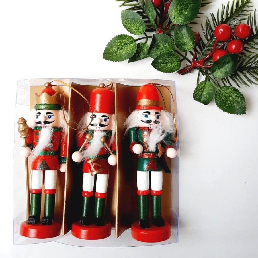 Gantungan Nutcracker Set isi 3 Christmas Nutcraker Prajurit Kayu TC311
