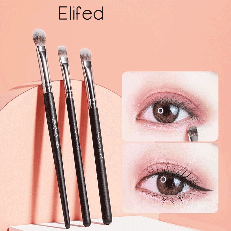 3pcs / Set Brush Makeup Flat Bulu Lembut Untuk Eyeshadow