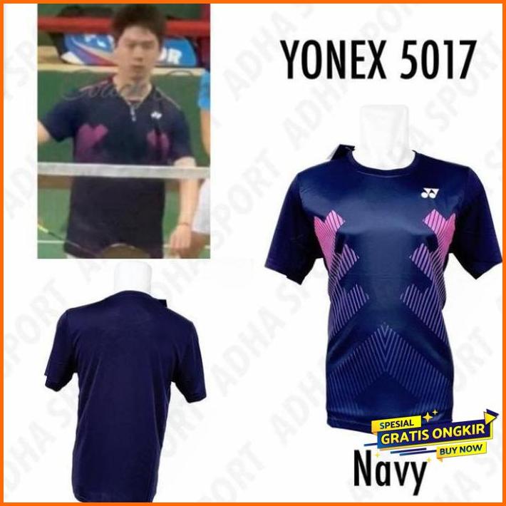 baju badminton yonex 5017 navy import grade original kaos bulutangkis