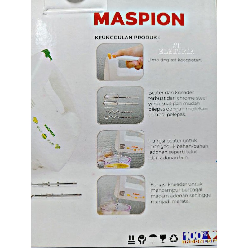 Mixer MASPION / Hand Mixer / Mesin Pencampur Adonan MASPION MT - 1150