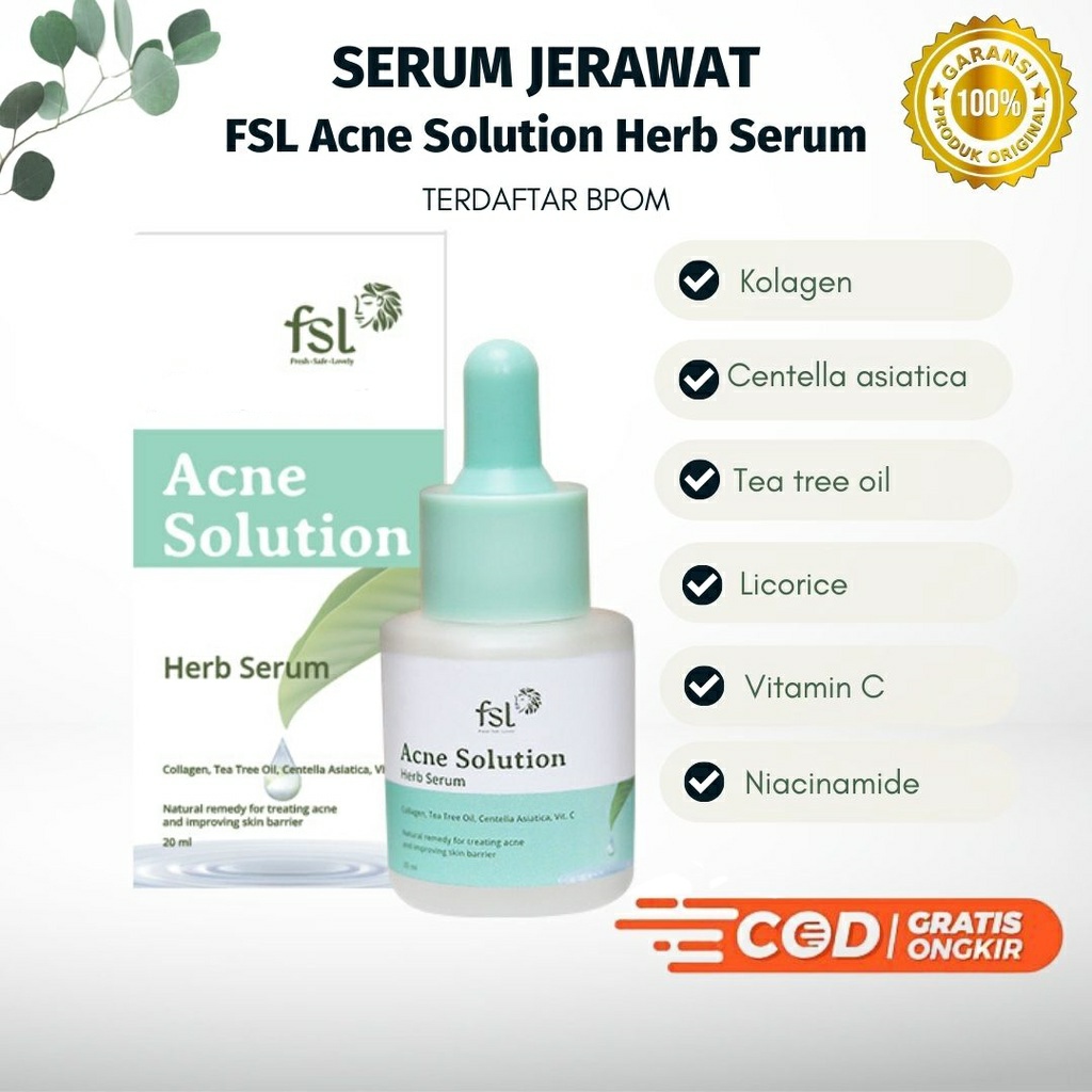 FSL Acne Solution Herb Serum Skincare Kolagen Serum Atasi Jerawat