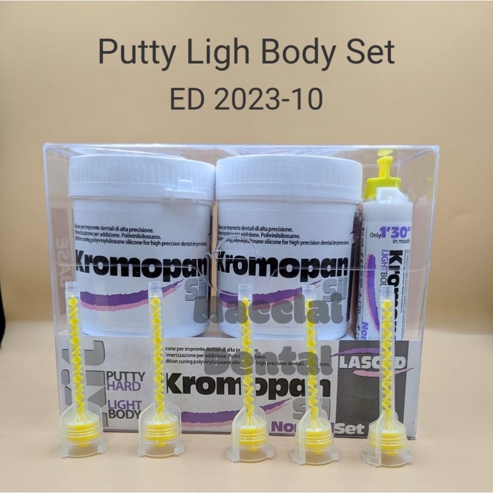 PAKET HEMAT DENTAL PUTTY DOUBLE IMPRESSION + LIGHT BODY SET KROMOPAN LASKOD RUBBER BASE / BAHAN CETAK GIGI