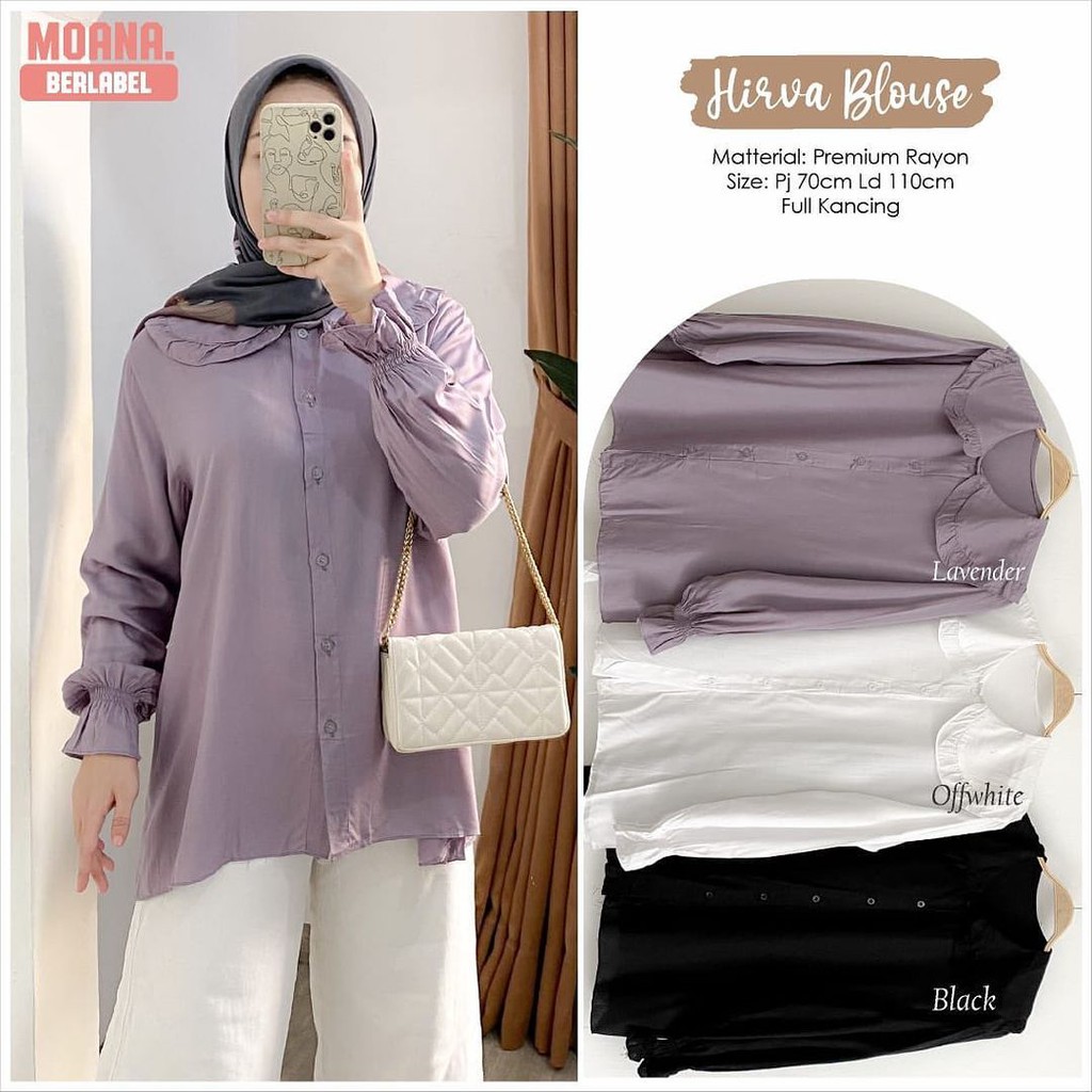 HIRVA BLOUSE - blouse wanita / blouse kekinian / blouse cantik / simple blouse / blouse polos