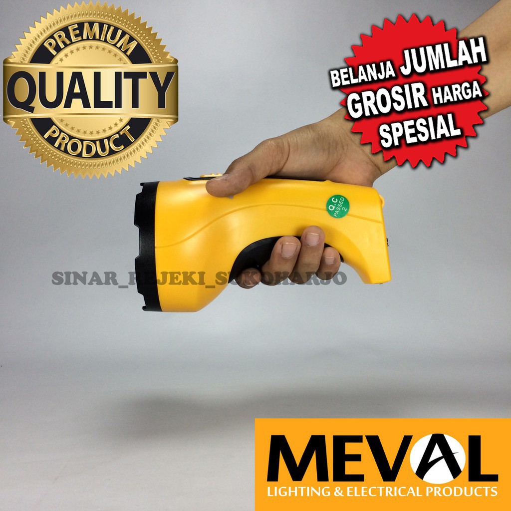 MEVAL SENTER CAS TANGAN LED 5W PUTIH 5WATT 5 WATT Charge Baterai Isi Ulang