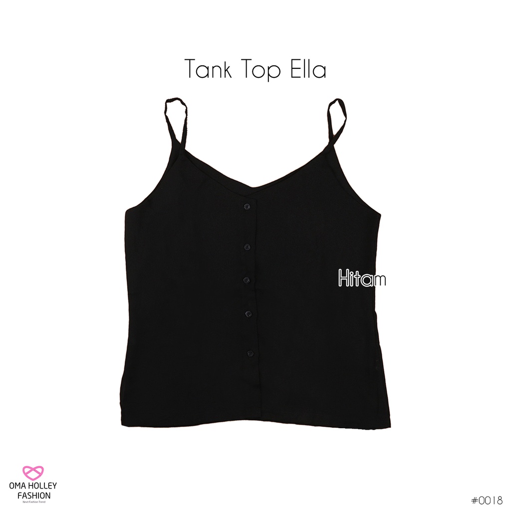 (COD) OH Fashion Basic Tank top Ella kancing premium quality korea #0018-Hitam