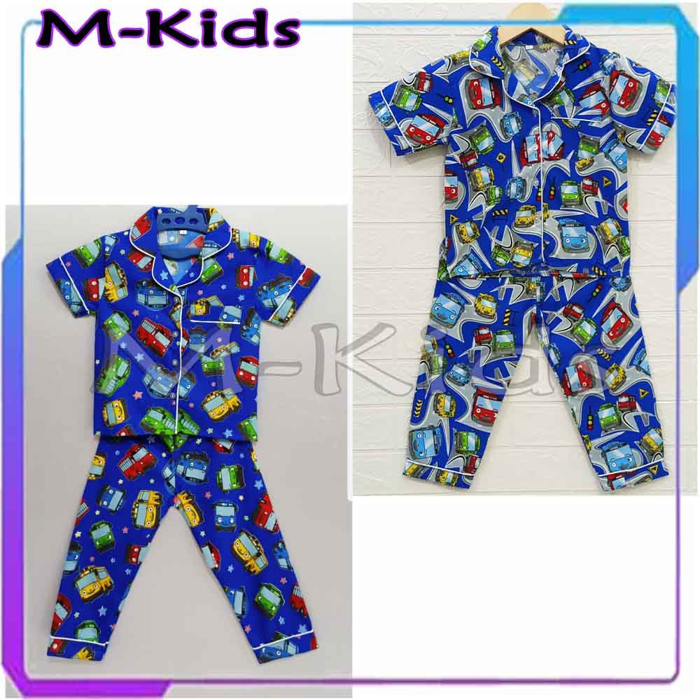 MKids88 - Baju Setelan Katun Piyama Anak Gambar T4YO / Mobil CAR Panda &amp; Spiderman