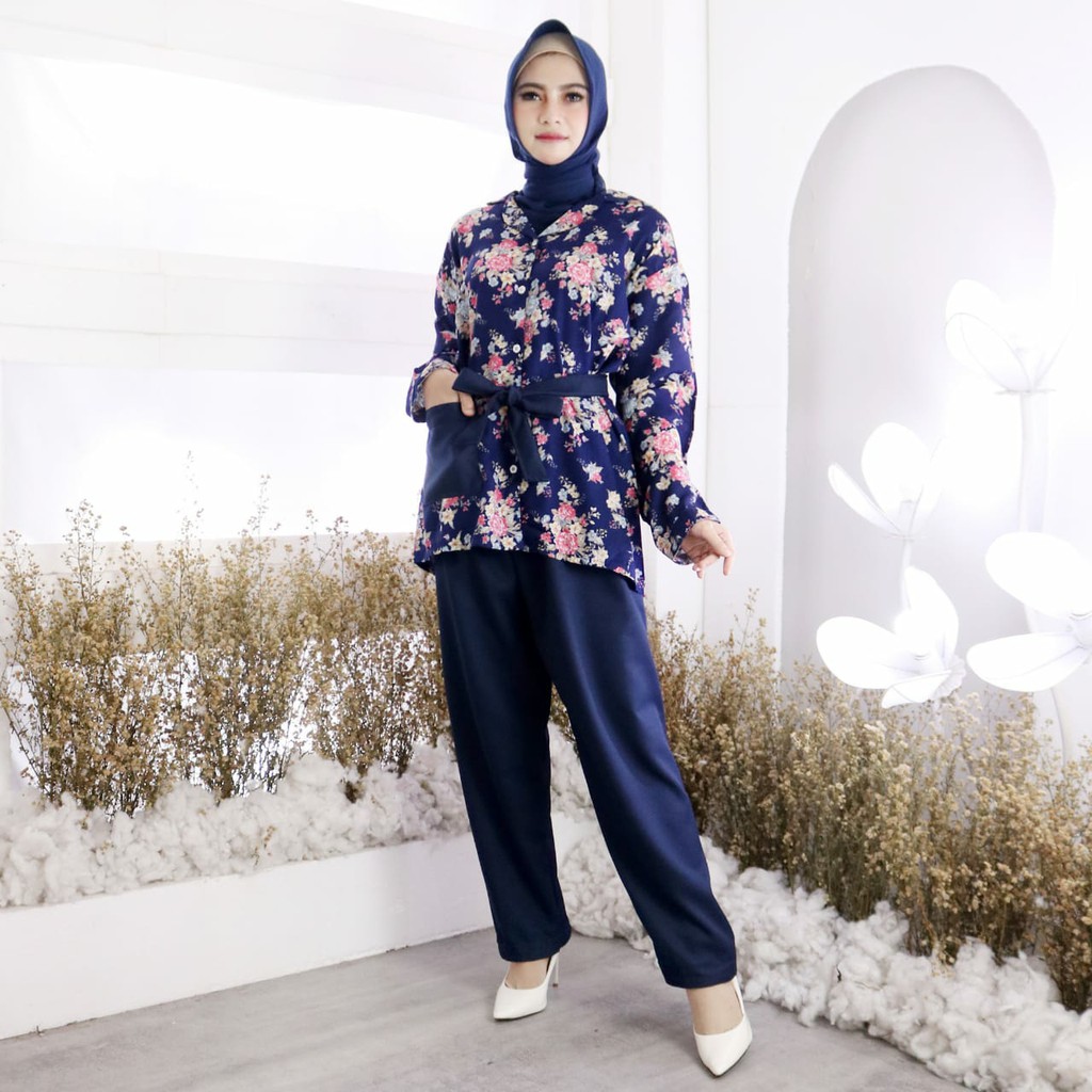 Baju setelan muslim wanita baju dan celana Milky  jumbo real pic