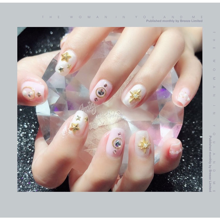 Manik-manik ornamen 3D bulan bintang untuk dekorasi nail art/aksesoris nail art/dekorasi nail art