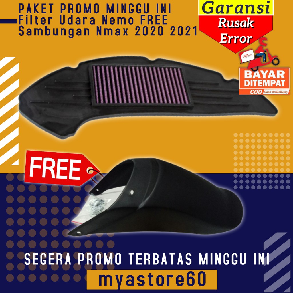 PAKET SPESIAL BIG SELL Filter Udara Nemo FREE Sambungan Depan Spakbor  Yamaha New Nmax 2020 2021