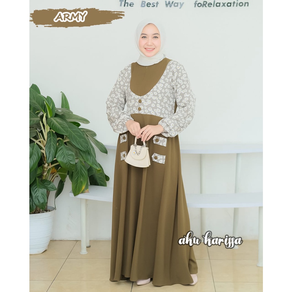 Midi dress nesya kringkel original by aku karissa cringkel pom pom terbaru baju muslim lucu modis terbaru muslimah fashion ootd kondangan hangout remaja kondangan