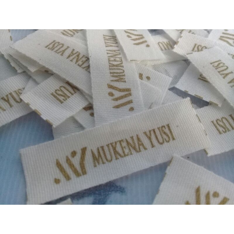 [NO P.O] Label Kerudung/Label Baju/Label Gamis | Bahan Kain Katun Halus/Label Woven Sablon