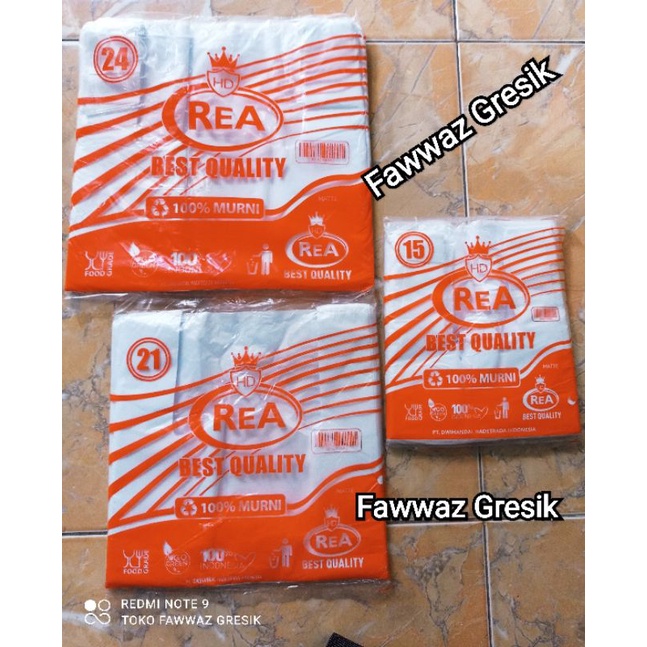 Kantong Plastik kresek REA Putih susu Ukuran 15, 21, 24