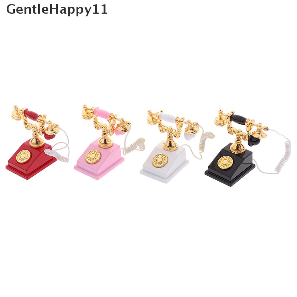 Gentlehappy 1Pc 1: 12rumah Boneka Miniatur Telepon Model Retro Rotary Telepon Untuk Dekorasi Boneka