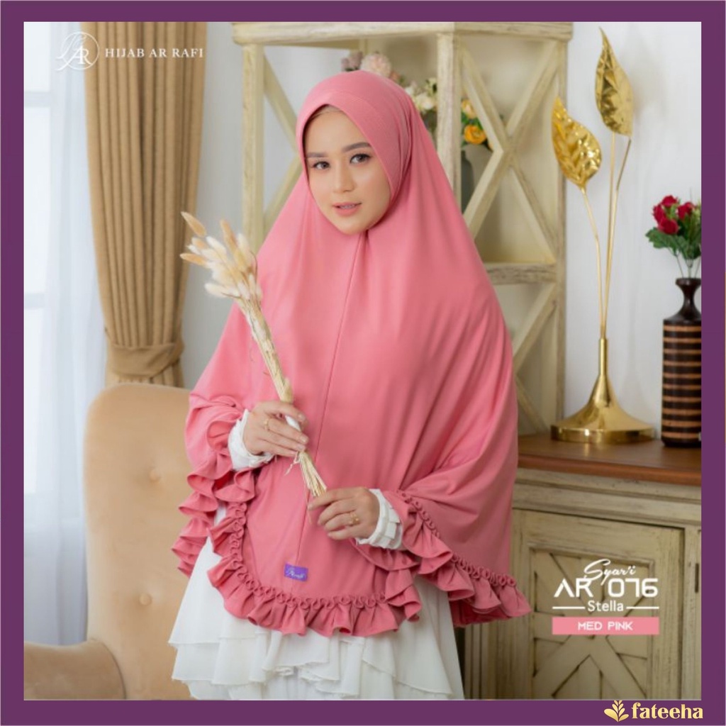 Hijab Arrafi AR 076 Bergo Jilbab Kerudung Tudung Kudung Instan Syari Medpink