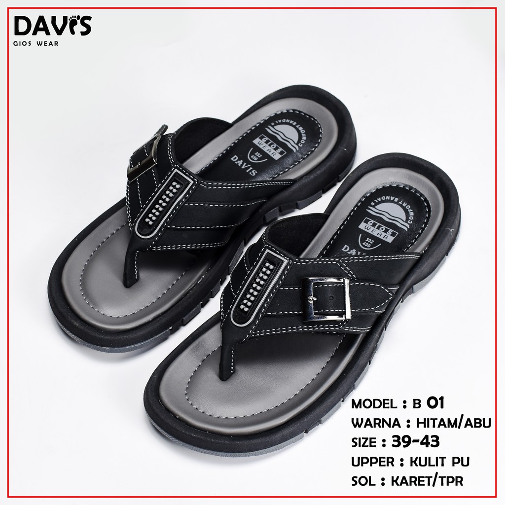 sandal kulit pria japit kasual davis sol  TPR anti slip original lokal jepit made in indonesia keren terbaru