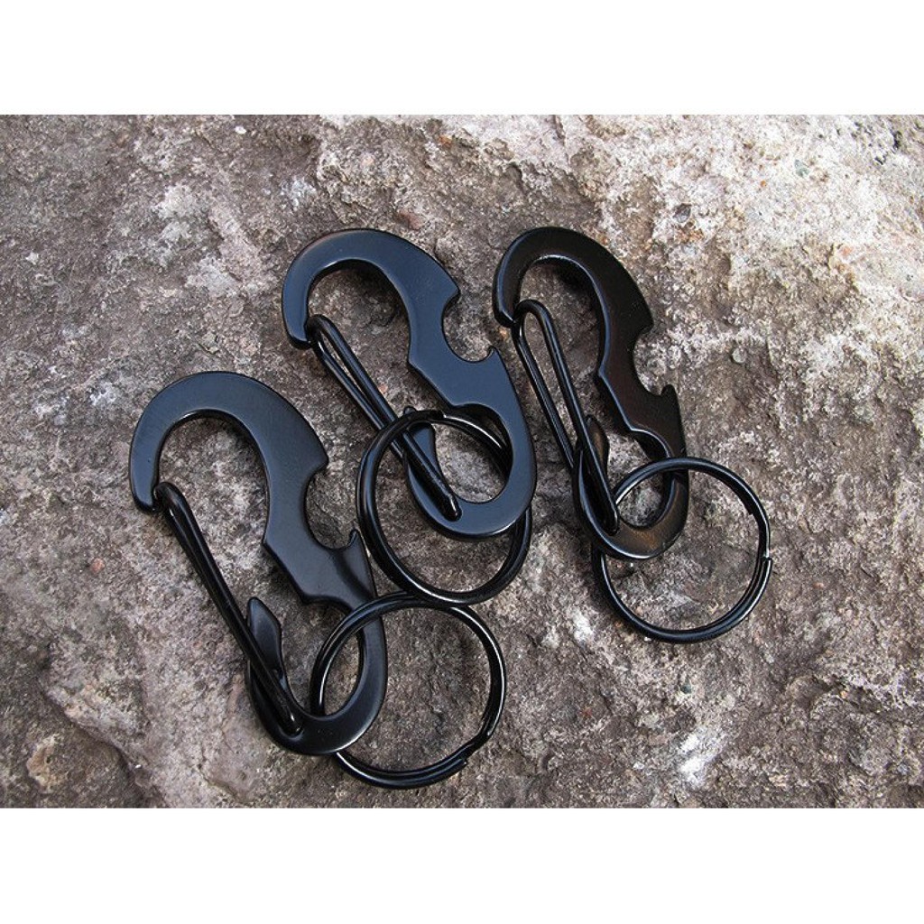Murah Black Beetle EDC Carabiner Stainless Steel with Bottle Opener - XT-11