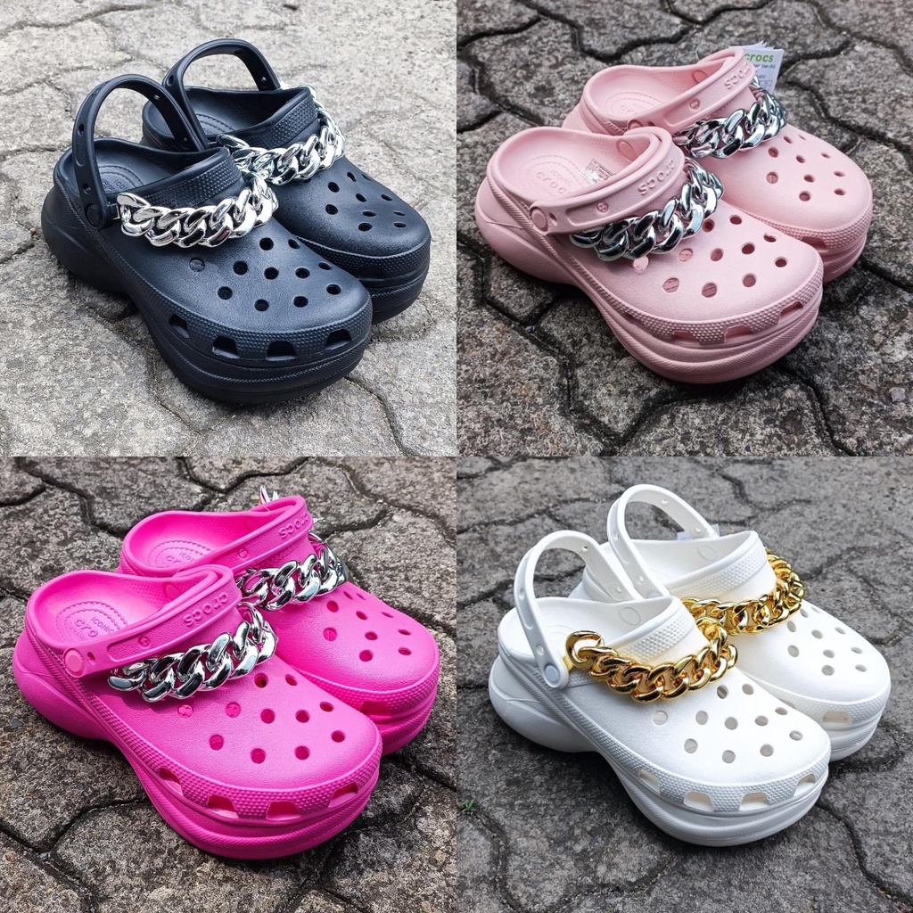 Crocs Classic Bae Clog Chain Embellished / Sandal wanita Crocs classic bae platform by rante / Crocs bae rante / Crocs Bae