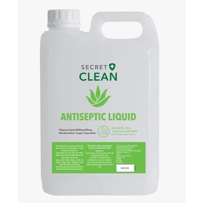Hand Sanitizer / Hand Sanitiser / Antiseptik / Anti septic cairan secret clean 5 liter