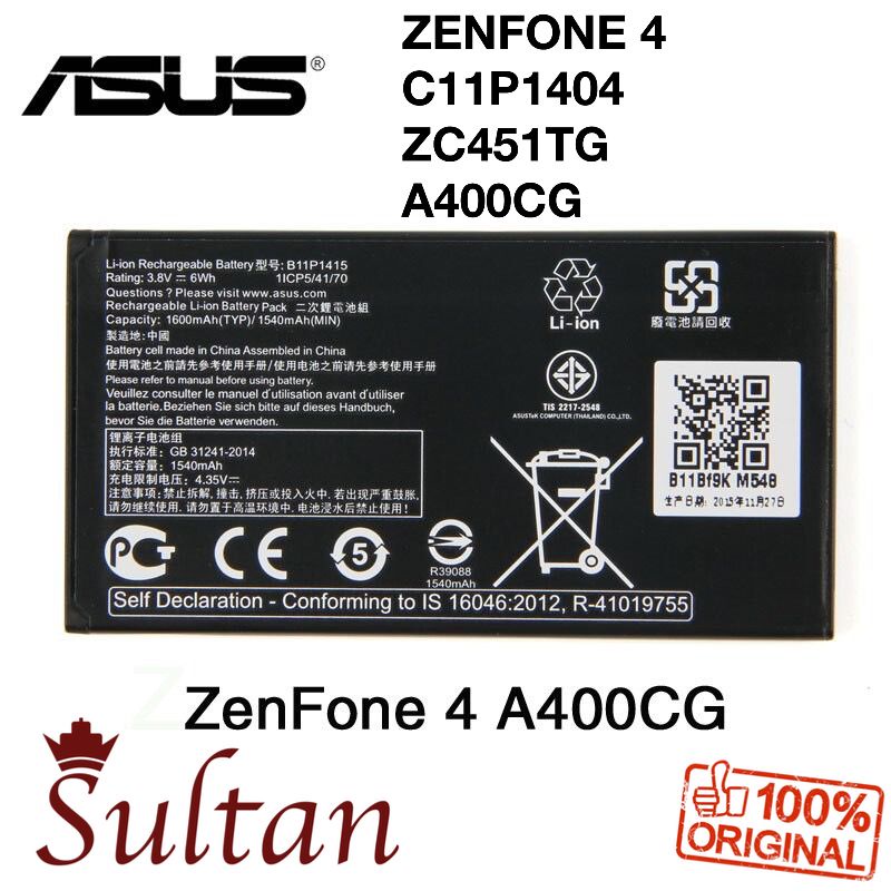 BATERAI BATT ASUS ZENFONE C Baterai Batre Asus Zenfone 4 / B11P1415 / T001 / Z00SD / Original / Baterai Asus Zenfone Go 4.5 Inch ZB452KG X014D B11P1428 Original