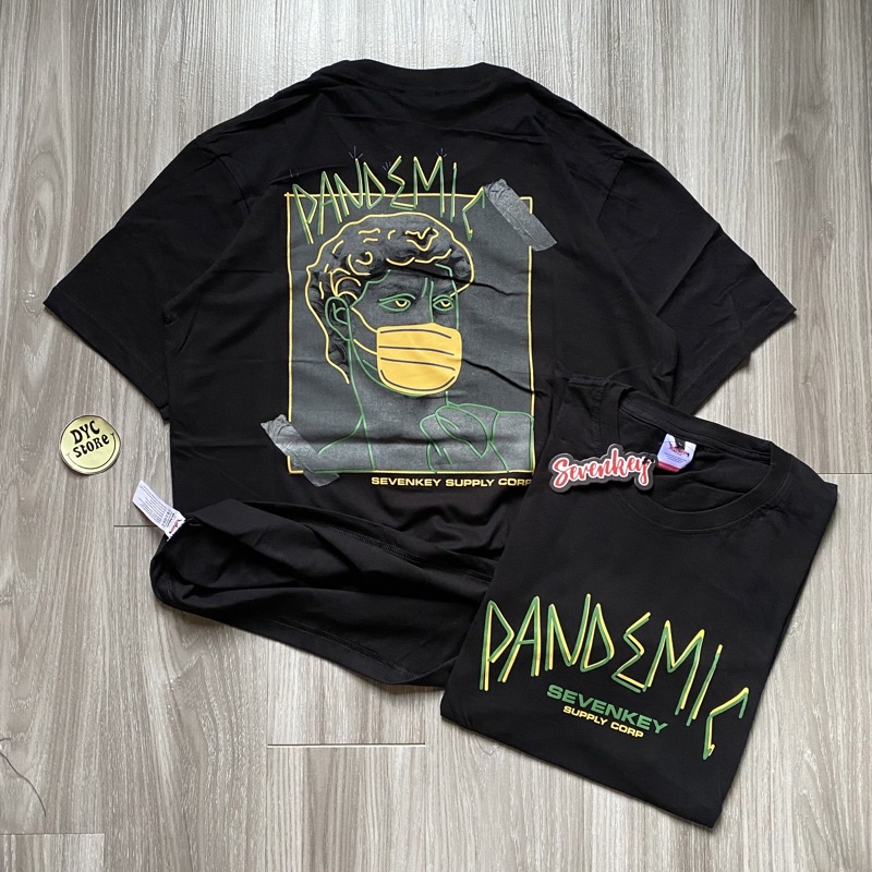 KAOS T-SHIRT PRIA DISTRO PLESETAN ORI SVNKY PANDEMIC KEREN - Hitam, M