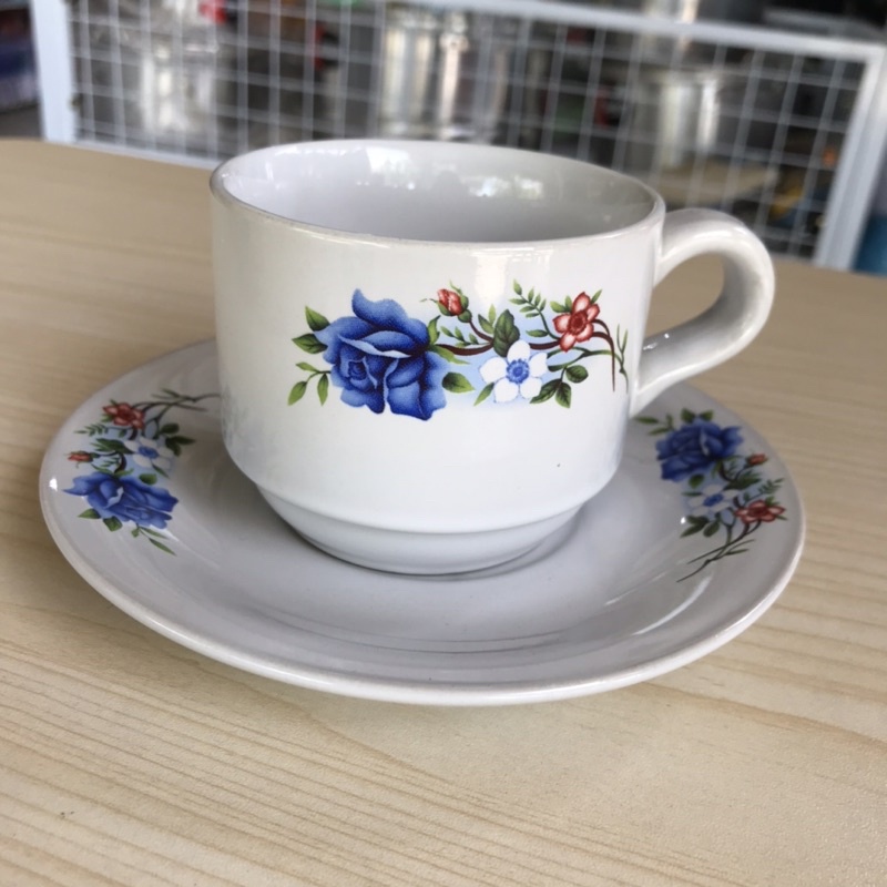 CUP & SAUCER LUCKY FLOWER / CANGKIR SET LEPEK / CANGKIR KOPI /LEPEK KOPI / GELAS KOPI