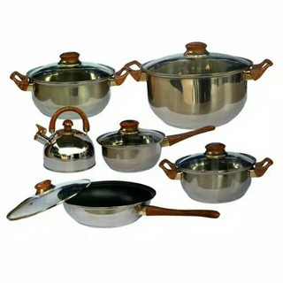 HC Panci Set 12pcs Cookware Stainless Steel Alat Masak Satu Set 12 pcs