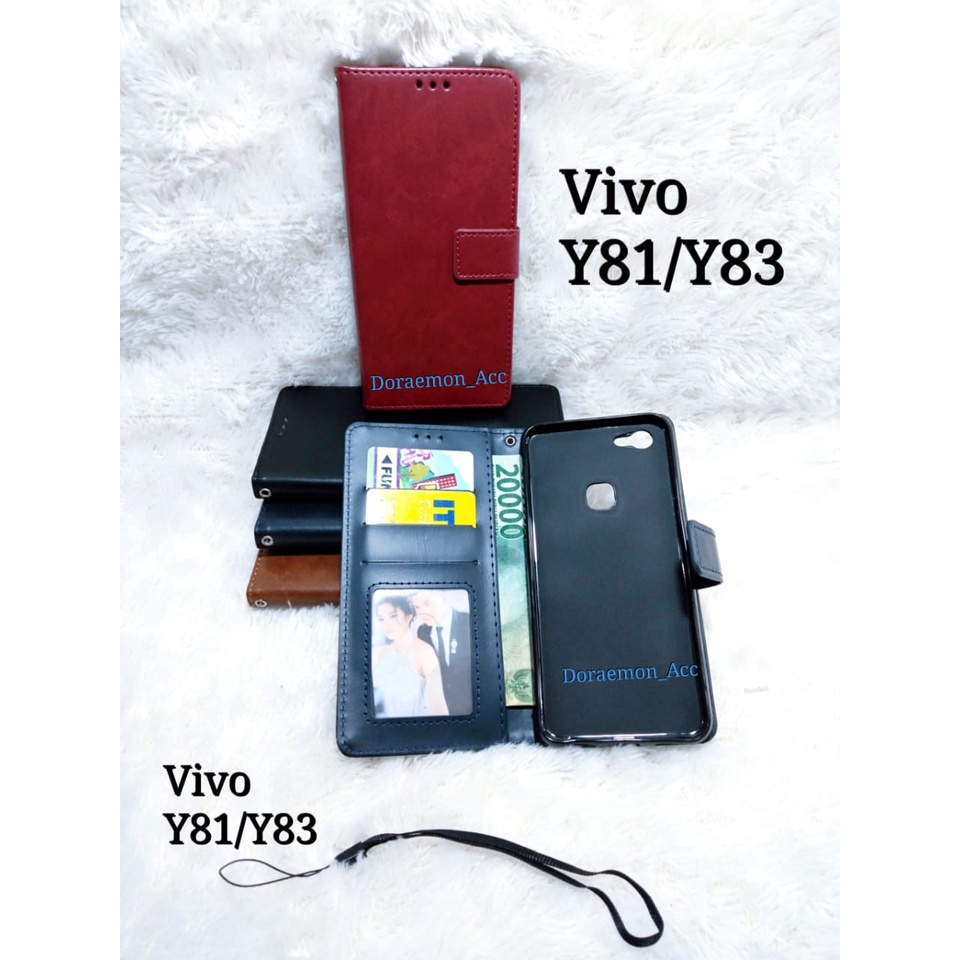 LEATHER FLIP COVER VIVO Y81 /1808- WALLET CASE KULIT - CASING