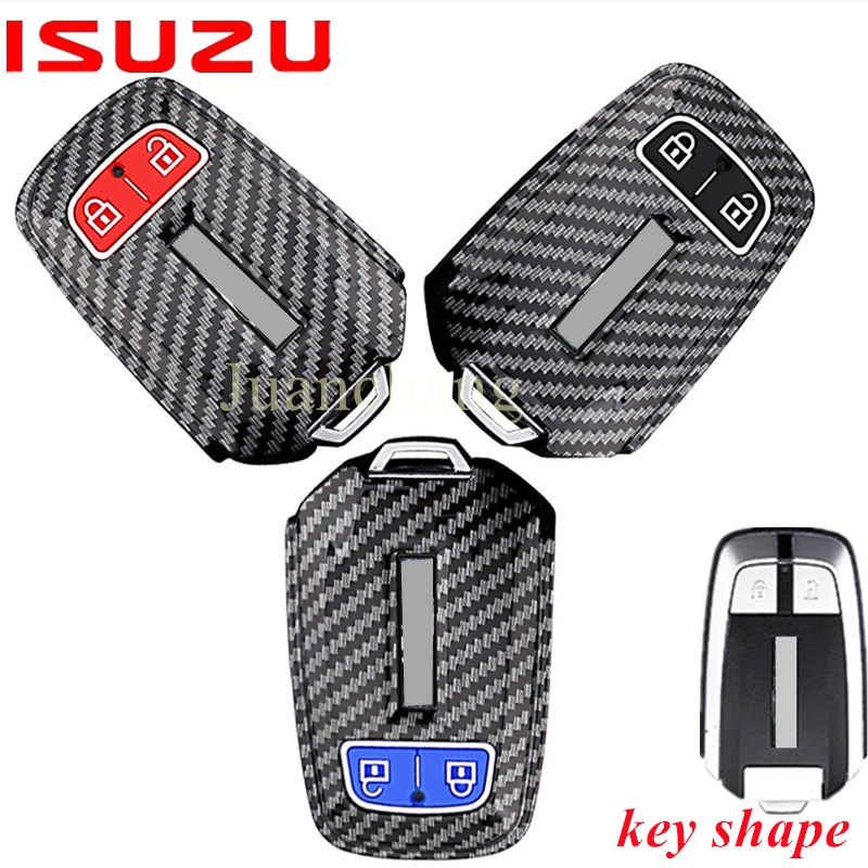 (Ready Stock) Casing Remot Kunci Mobil Bahan Silikon Aksen Serat Karbon Untuk Isuzu New dmax d max MU-X 2015 2018 2019 2020