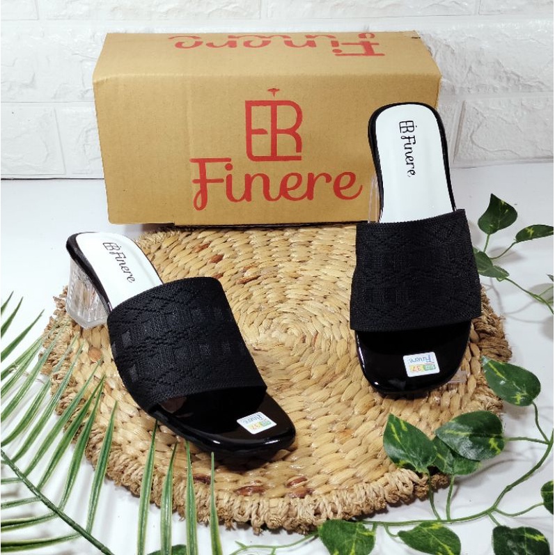 Sandal Heels Rajut Import Hak Kaca 5cm Murah