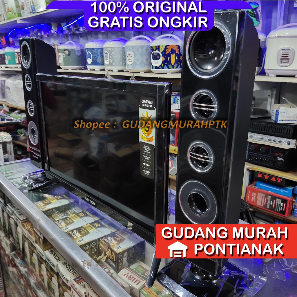 TV LED DIGITAL 24&quot; POLYTRON GARANSI 5 TAHUN 24 inch DIPE ENGINE lebih Jernih dari Televisi LAIN CINEMAX + SPEAKER TOWER PLD 24TV0855 / 24TV1855 USB PLAY MOVIE