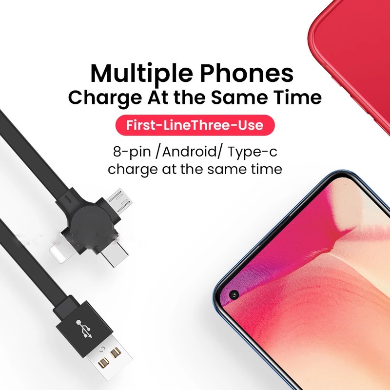 [3 in 1 Portable Retractable Durable  Compatible with iphone USB Cables &amp; Android Micro USB Cable &amp; Type C Cables with Phone Stand] [3.5A Fast Charging data Cable Cord] [Compatible with All Universal Smart Phone Model]