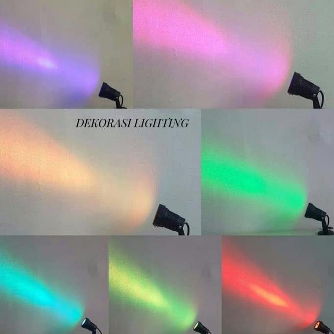 Lampu taman sorot colour rgb led 3w spotlight warna warni waterproof
