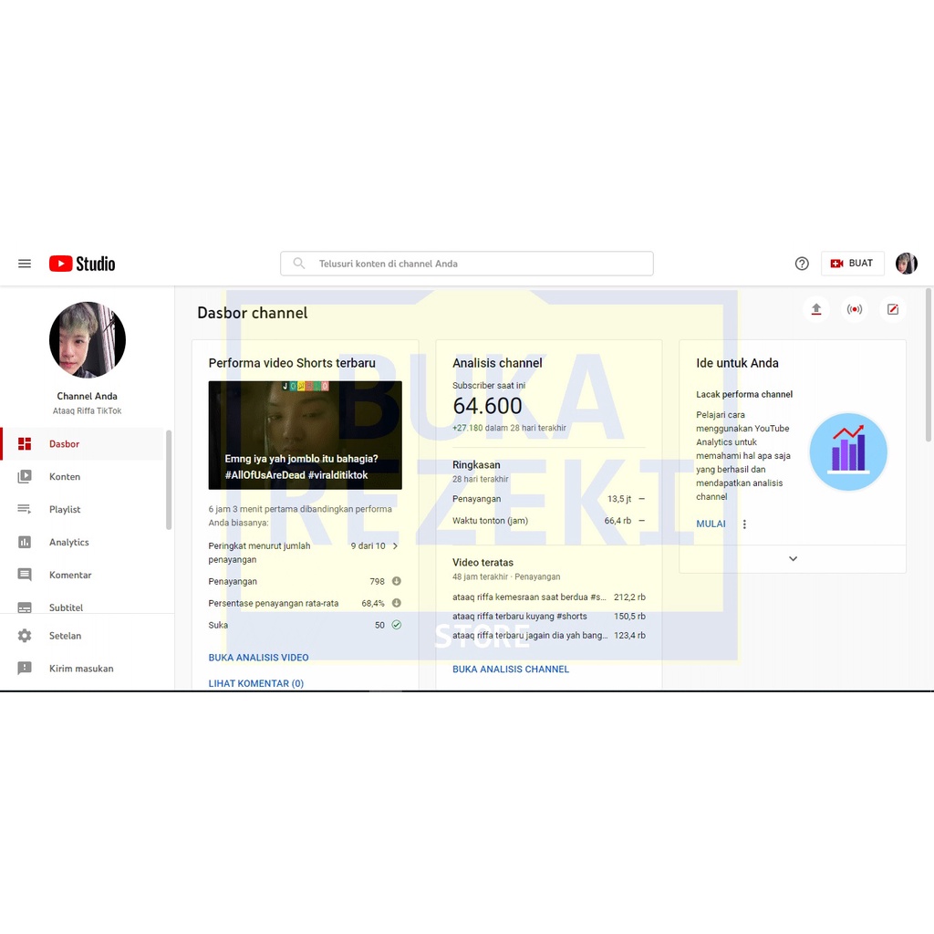 [SOLD] Akun Youtube Murah Subs 64000 Real Bukan bot dan tidak drop