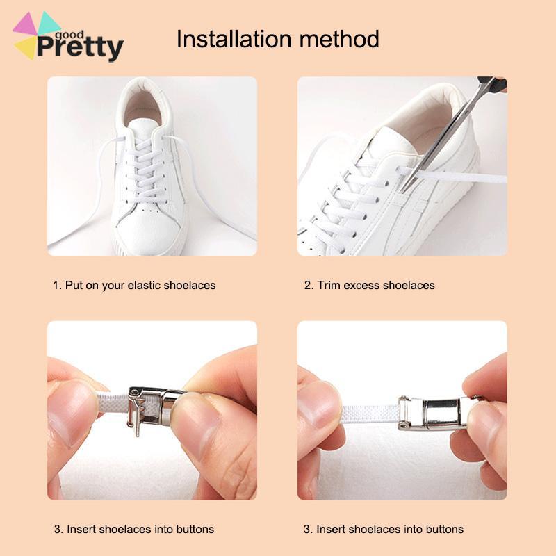 Tali Sepatu elastis/Suction No-dasi Sepatu Putih Kecil Tali Sepatu Magnet Simple /Tali Sepatu gepeng Tetap karet Elastis Logam
