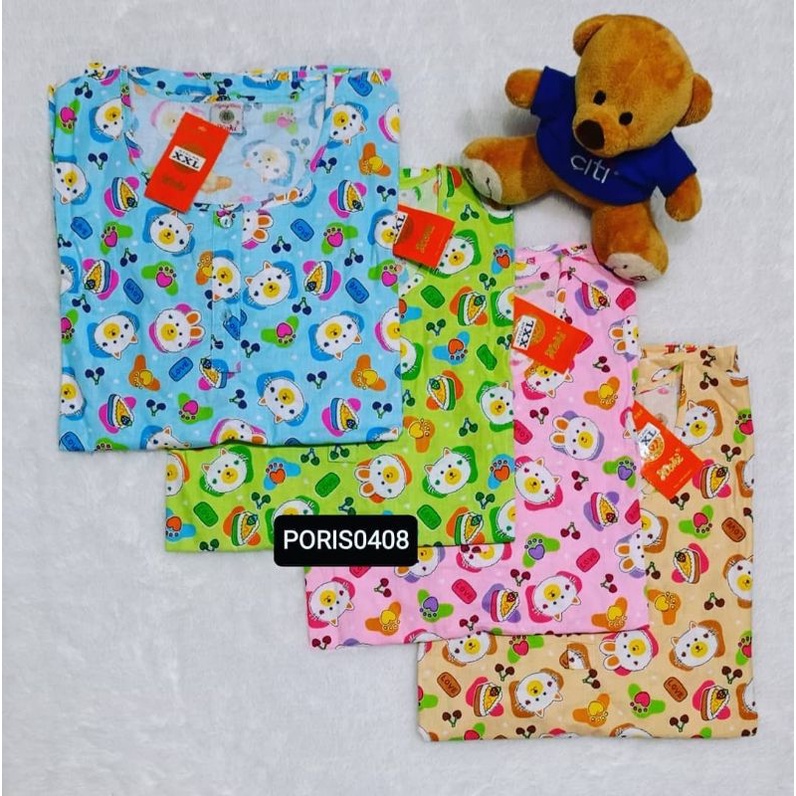 Baju Tidur HOKI XXL Jumbo Katun wanita Celana 3/4 (mini cat)