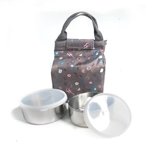 HS Rocket Holiday Rantang Lunch Box / Kotak Makan 2 x 12 cm - Abu abu