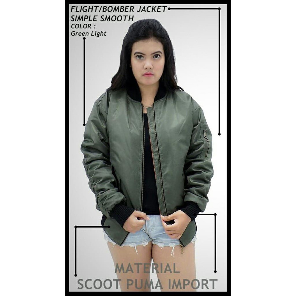 Jaket Bomber Polos Cewe / Jaket Pilot Wanita Taslan JN Waterproof / Jaket Motor Cewek Bikers Outdoor