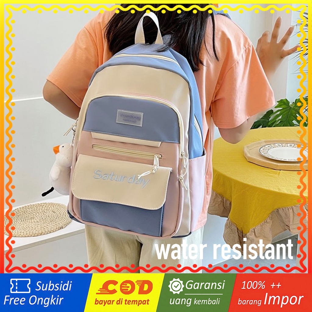 WYK94 Tas Ransel Wanita Pria SATURDAY Sekolah Kuliah Backpack School Impor TKM