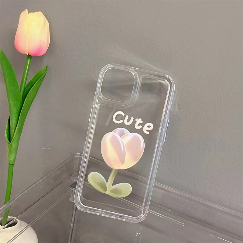 Ins Soft Case Tpu Transparan Motif Bunga Tulip Untuk iPhone 14 14pro 14max 14prm 13pro 13pro 11 7Plus 8Plus Xr XS 13 12pro Max