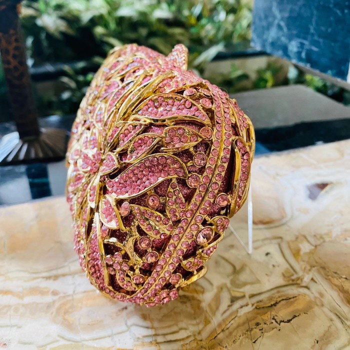 Tas Pesta / Rossini Clutch Swarovski Pink 31 Mewah Cantik