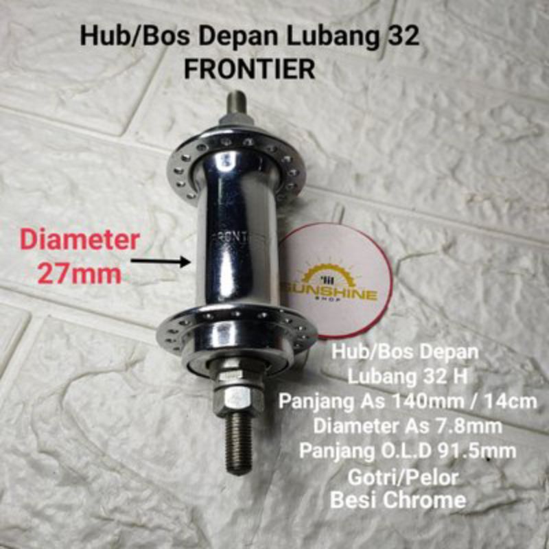 Hub Depan Bos Muka Sepeda Onthel 28 Kebo Lubang 32 Hole Frontier Gotri Besi Chrome