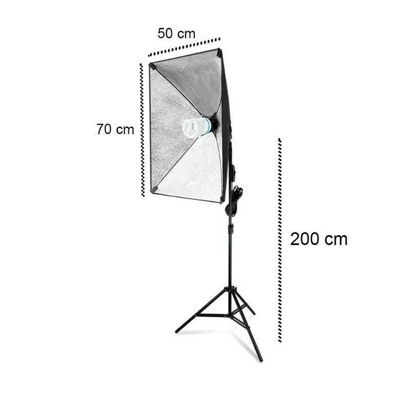 Paket studio payung softbox reflektor fotografi studio 50x70 FREE BOHLAM 45WATT Taffware